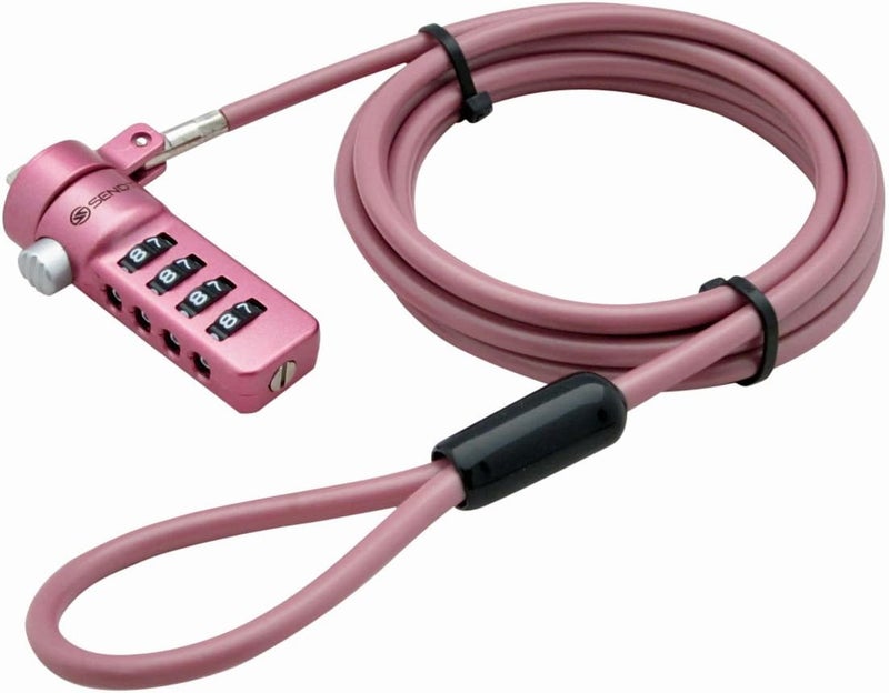 Sendt Pink Notebook/Laptop Combination Lock Security Cable - Image 1